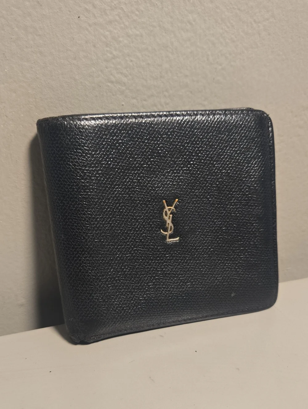 Saint Laurent Black Leather Card Holder with Gold YSL Emblem